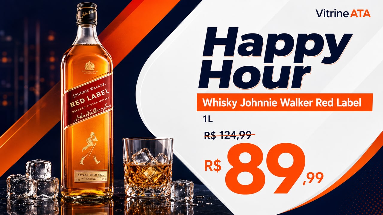 Arte de promoção de whisky Johnnie Walker Red Label criada pela Vitrine ATA