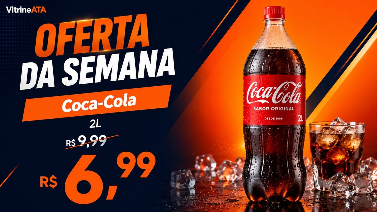 Arte de promoção de Coca-Cola 2 litros criada pela Vitrine ATA