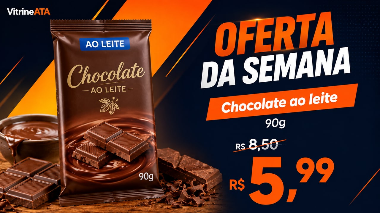 Arte de promoção de chocolate ao leite criada pela Vitrine ATA
