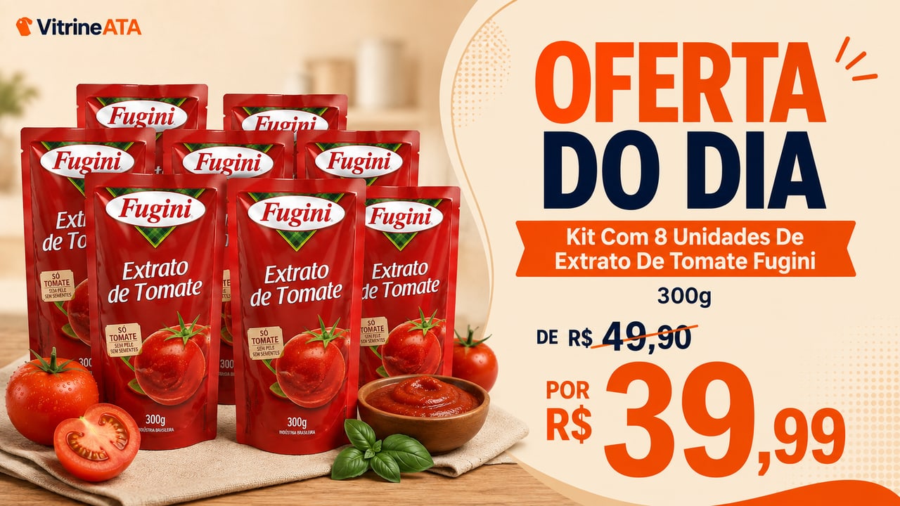 Arte de promoção de kit de extrato de tomate Fugini criada pela Vitrine ATA