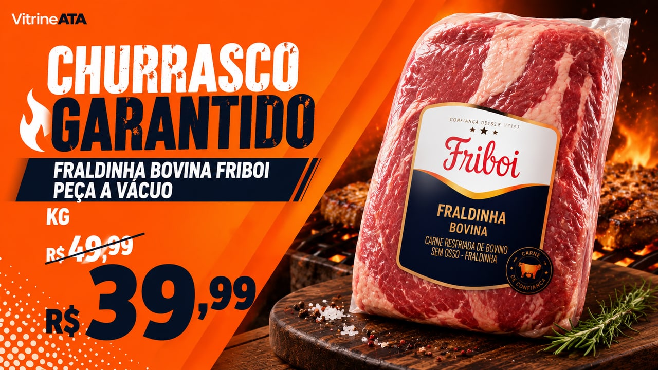 Arte de promoção de fraldinha bovina Friboi criada pela Vitrine ATA