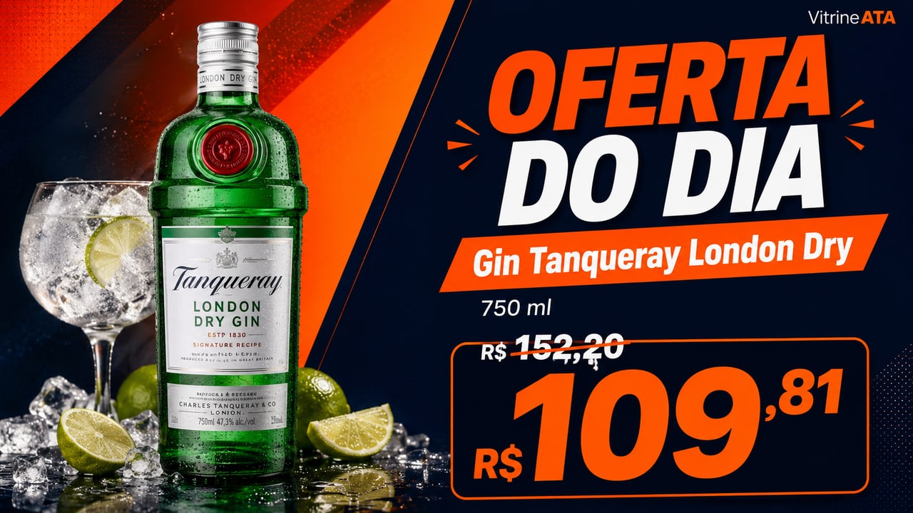Arte de promoção de gin Tanqueray London Dry criada pela Vitrine ATA