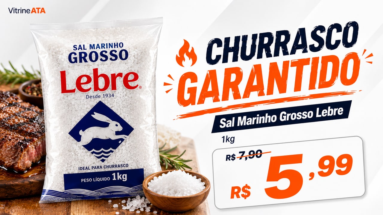 Arte de promoção de sal marinho grosso Lebre criada pela Vitrine ATA
