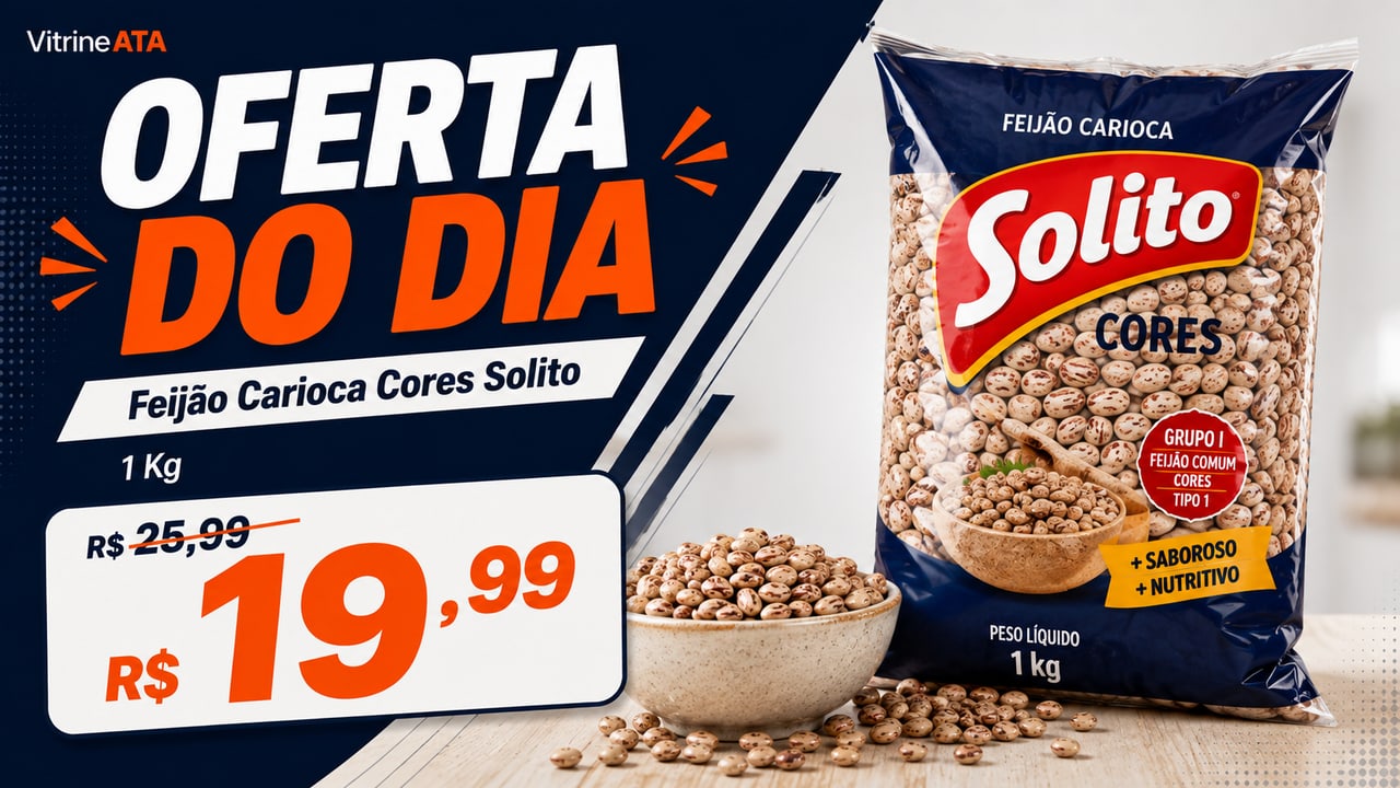 Arte de promoção de feijão carioca Solito criada pela Vitrine ATA